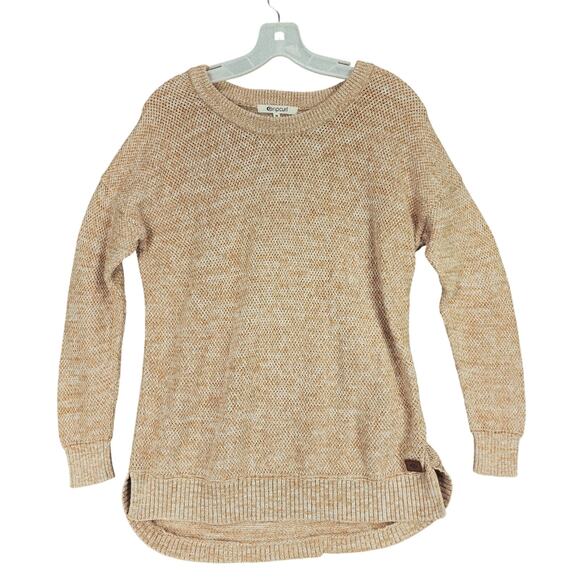 Rip Curl Sweater Jumper M Women Beige Marled Mesh Semi Sheer Summer Wgt Cotton - Picture 1 of 11
